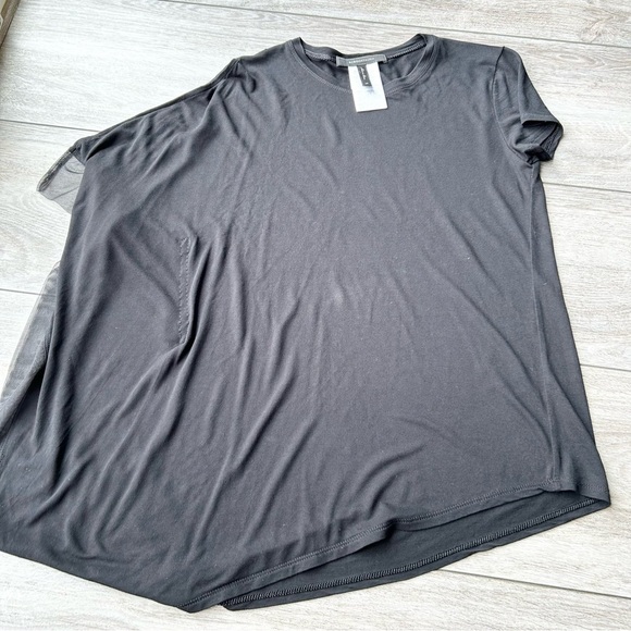 BCBGmaxazria  Black Asymmetrical Sleeve "Laguna" top - Picture 5 of 14